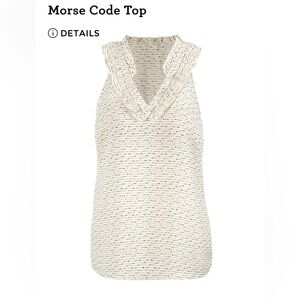 CAbi Cream Sleeveless Blouse with Black Dots